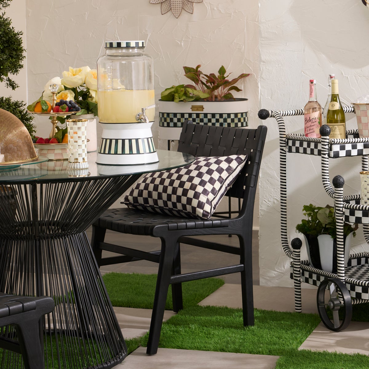 Courtly Check Printed Outdoor Lumbar Pillow - Image 2