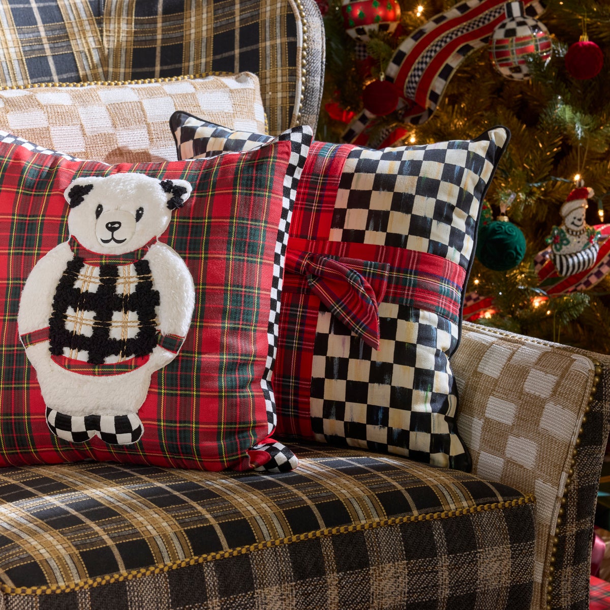 Courtly Check Tartan Bow Throw Pillow - Image 2