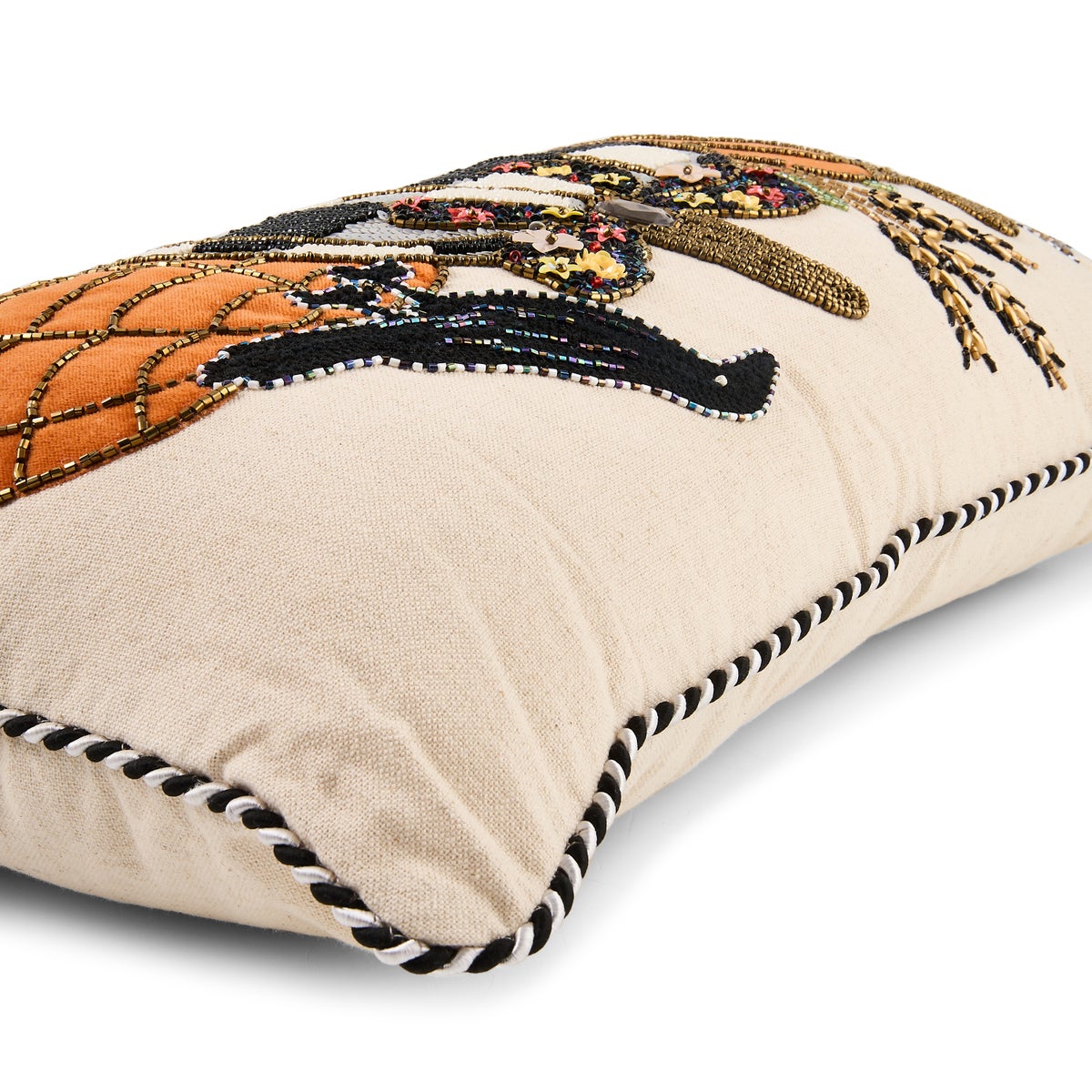 Pumpkin and Crow Lumbar Throw Pillow - Image 3