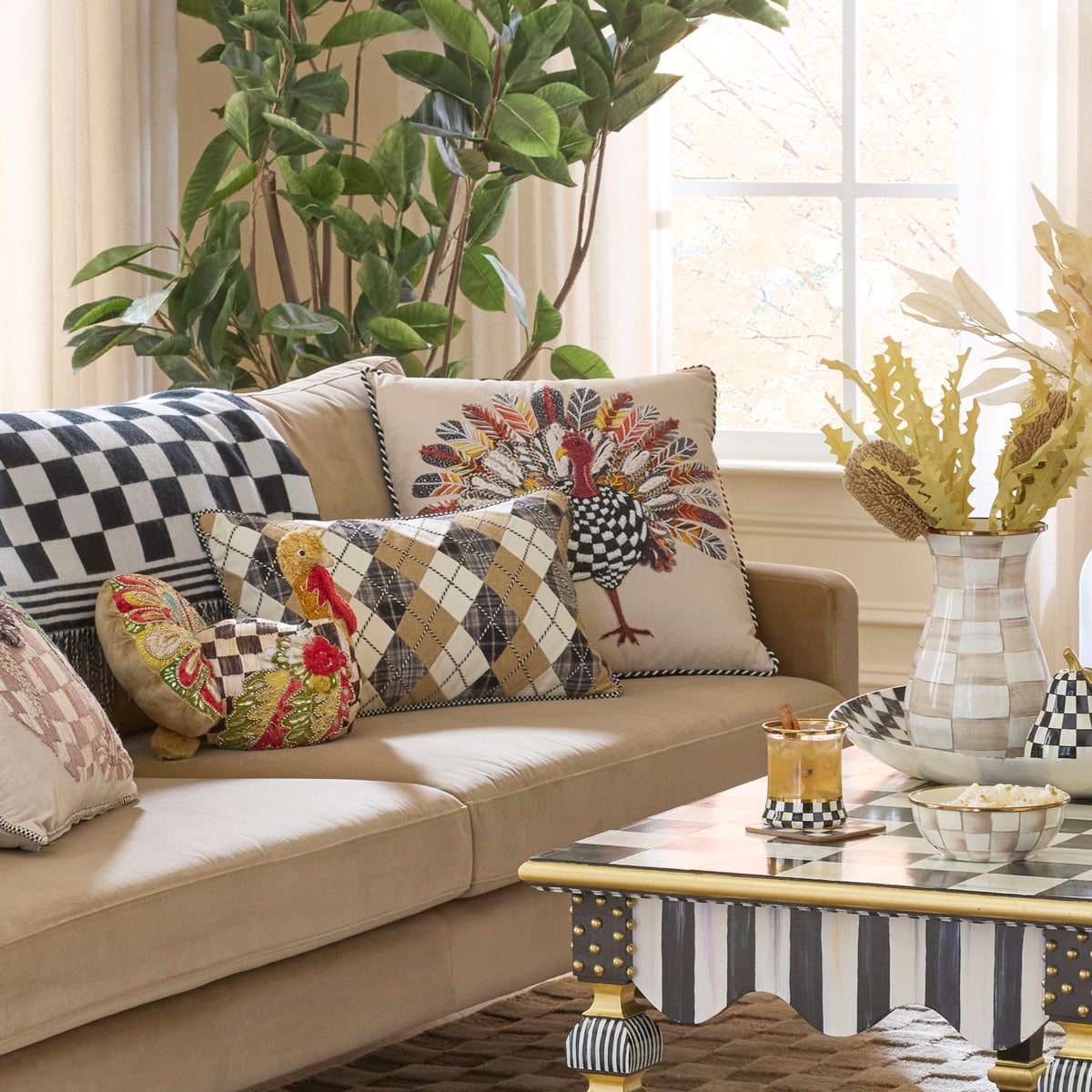 Checked Turkey Throw Pillow - Image 5