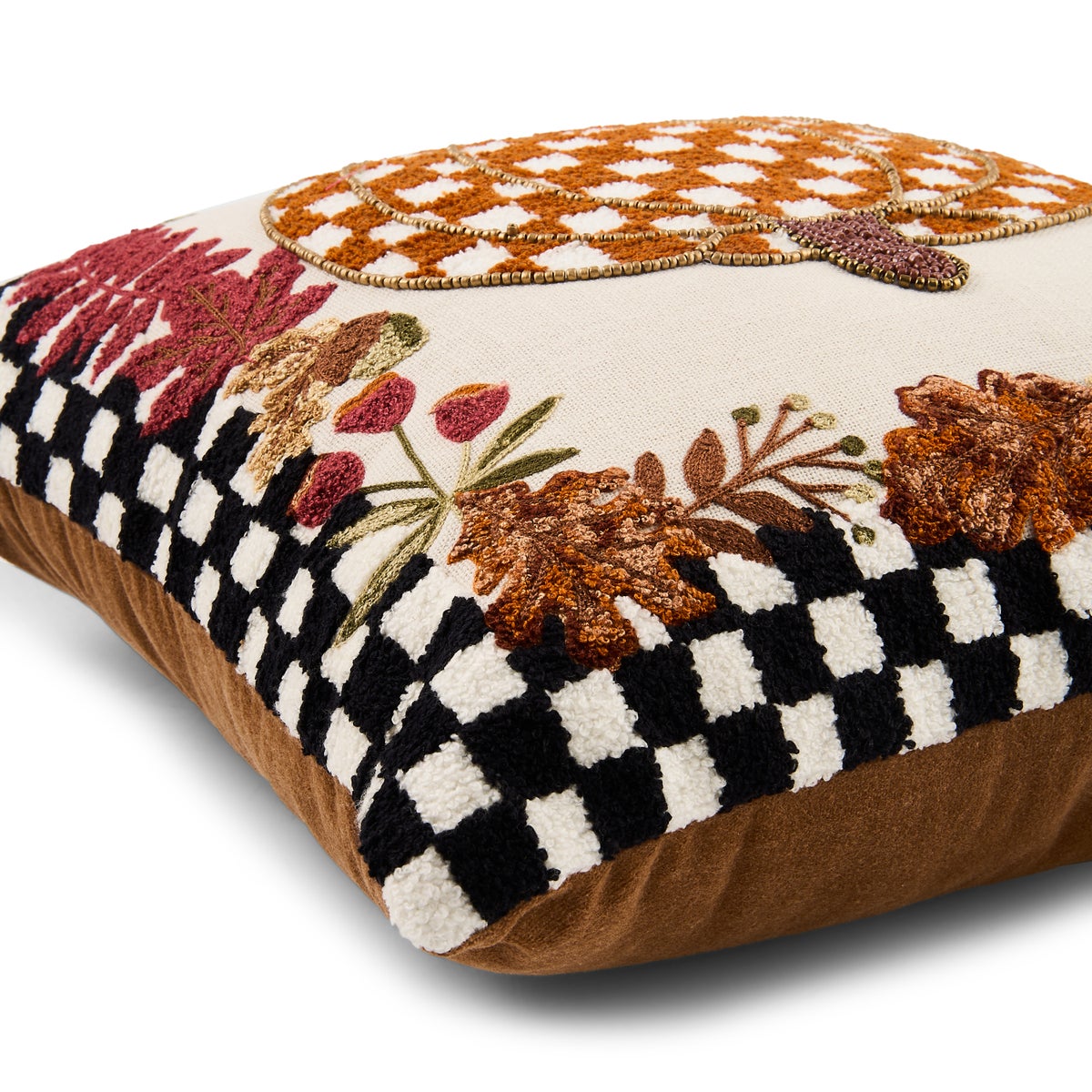 Check Pumpkin Throw Pillow - Image 3