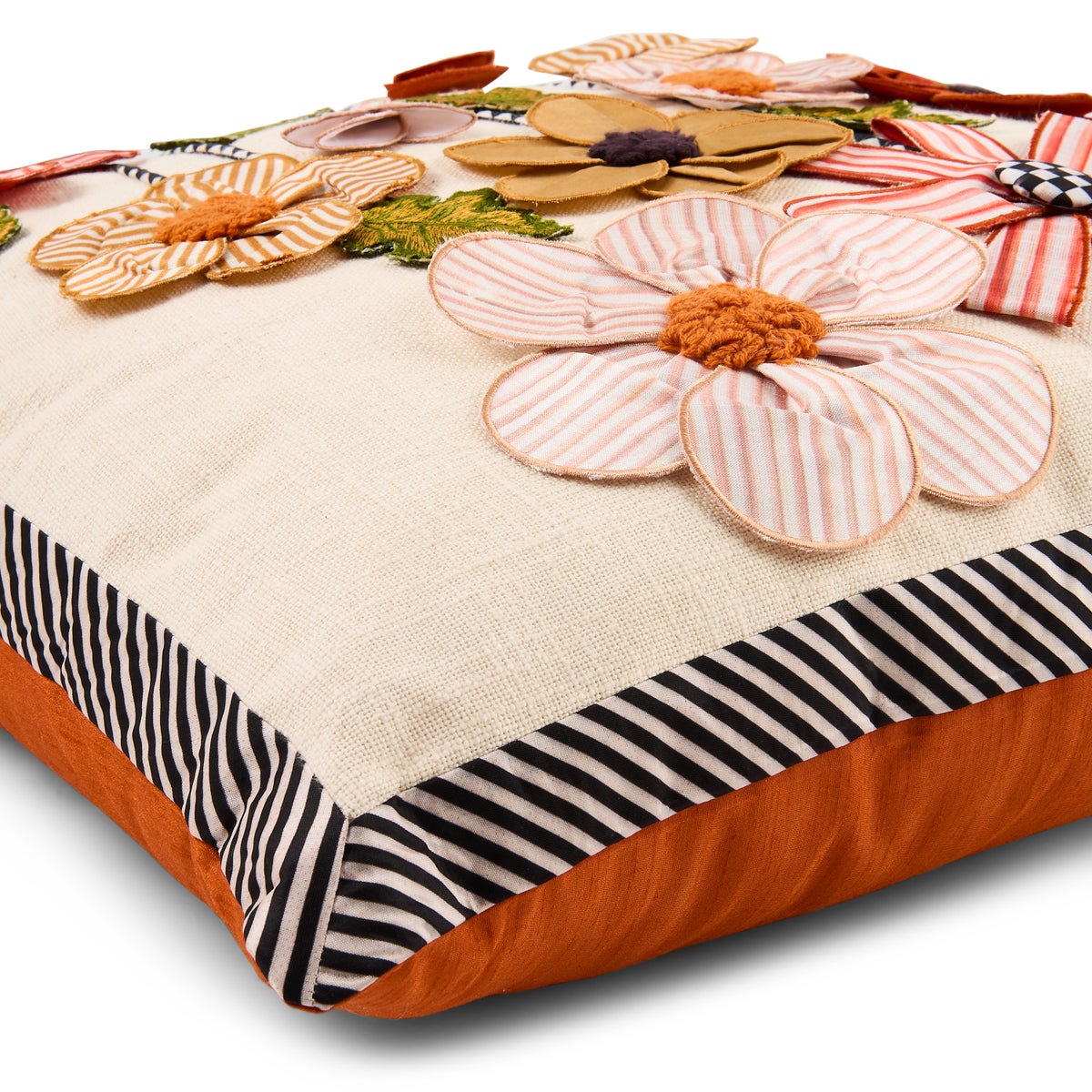 Striped Flowers Throw Pillow - Image 3