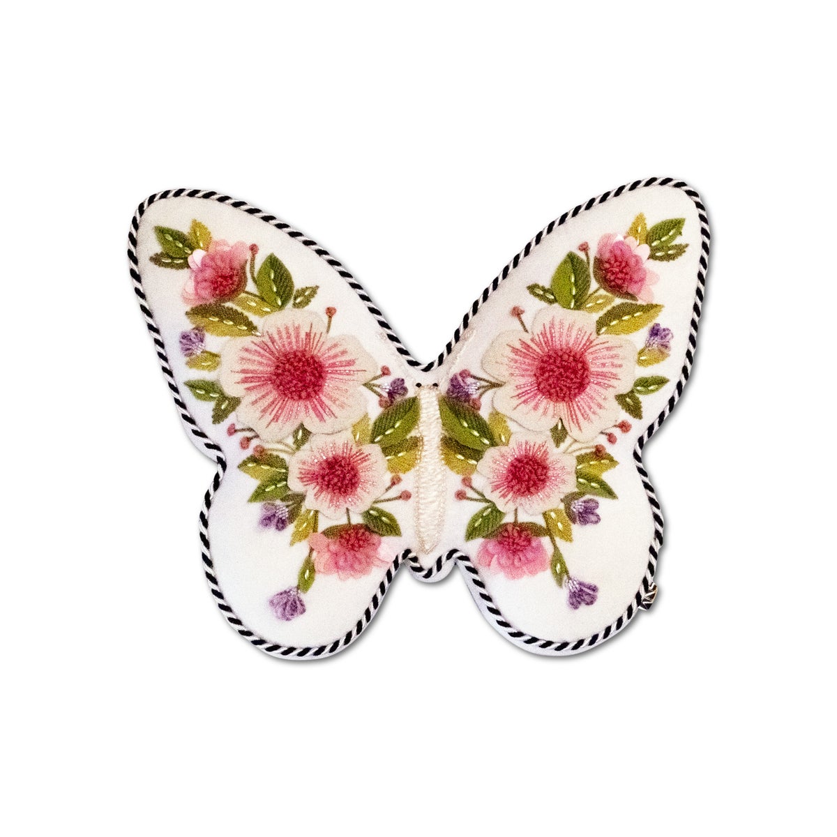 Butterfly Shaped Floral Throw Pillow