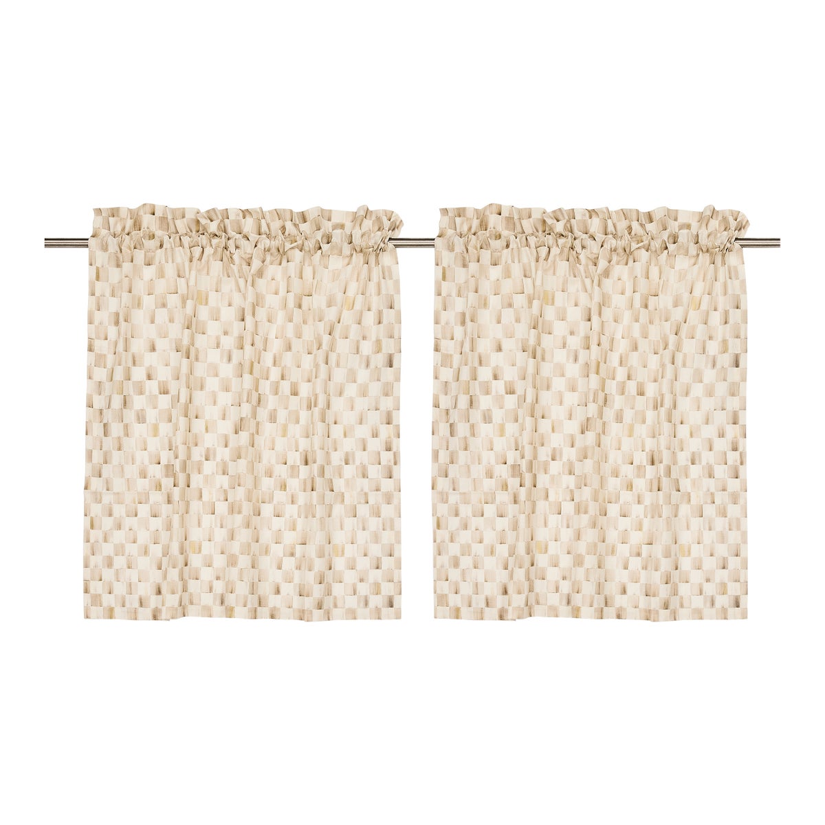 Mocha Check Cafe Curtains, Set of 2