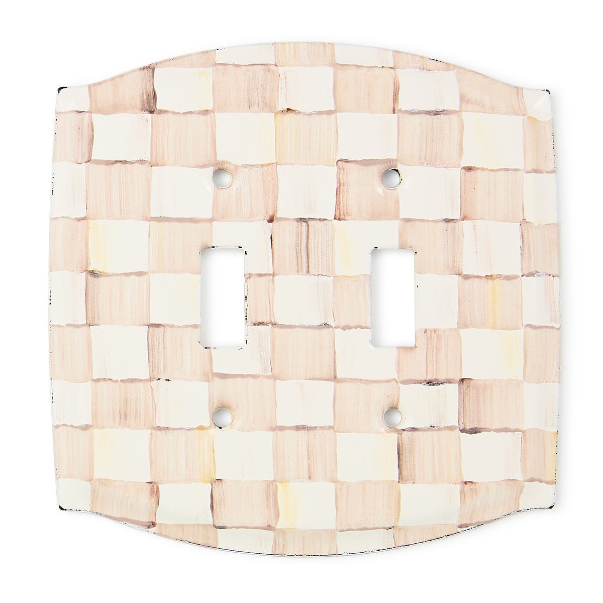 Mocha Check Double Toggle Switch Plate