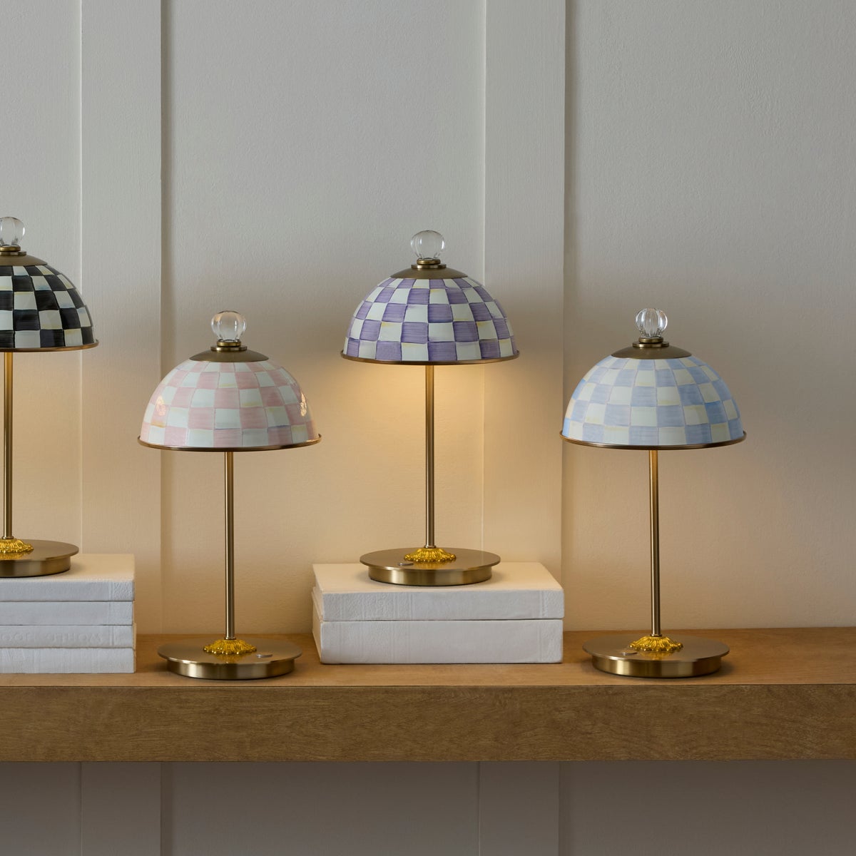 Violet Check LED Rechargeable Dome Table Lamp - Image 5