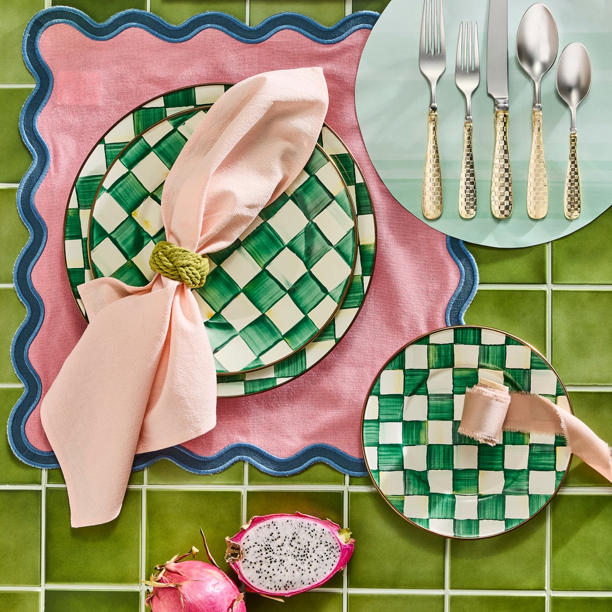 Emerald Check Charger/Plate - Image 2