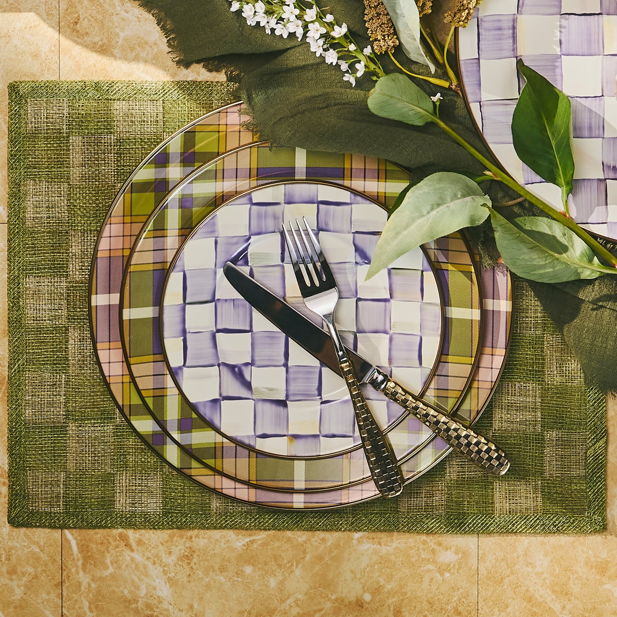 Violet Check Salad/Dessert Plate - Image 4