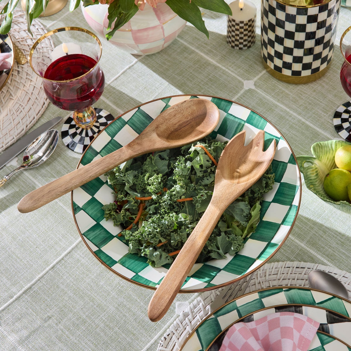 Emerald Check Serving Bowl - Image 3