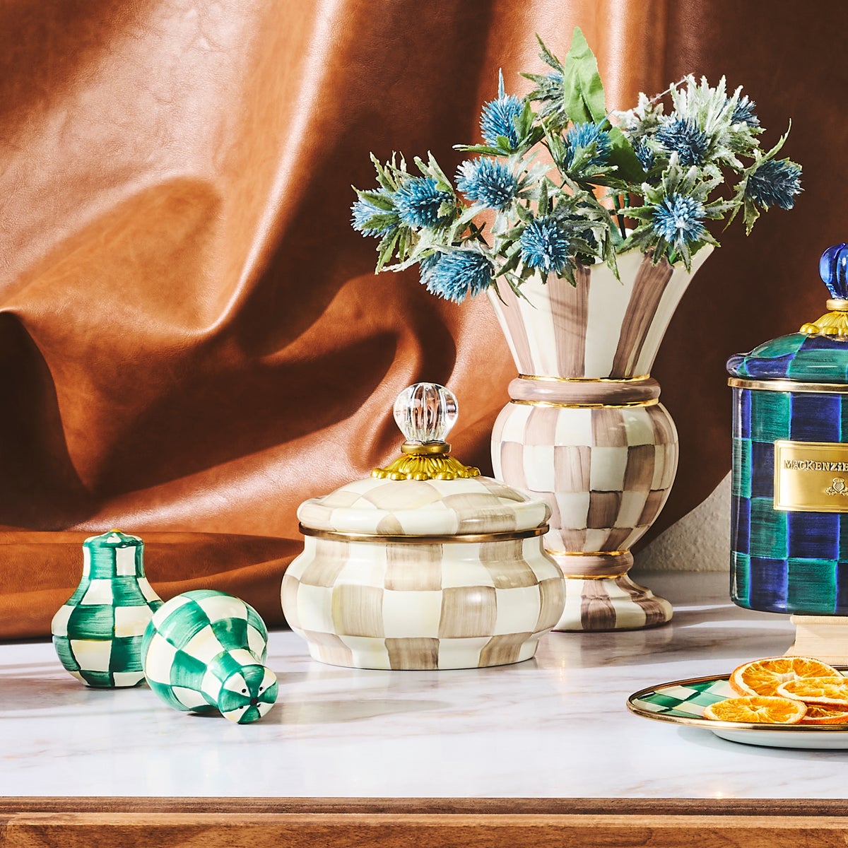 Mocha Check Squashed Pot - Image 8