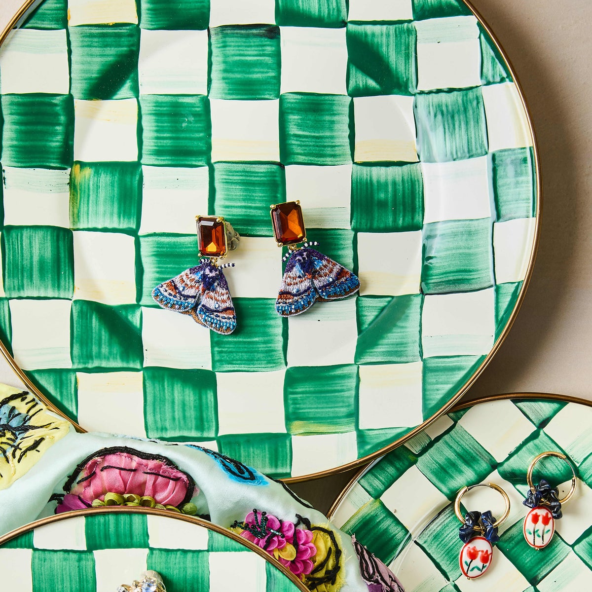 Emerald Check Dinner Plate - Image 4