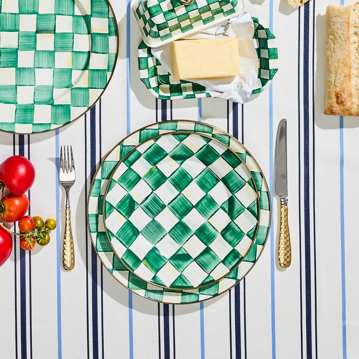 Emerald Check Dinner Plate - Image 5