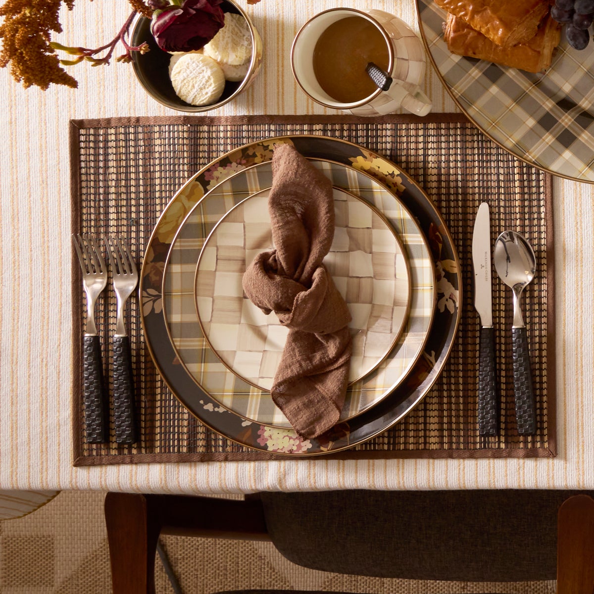 Tartan Mocha Dinner Plate - Image 2