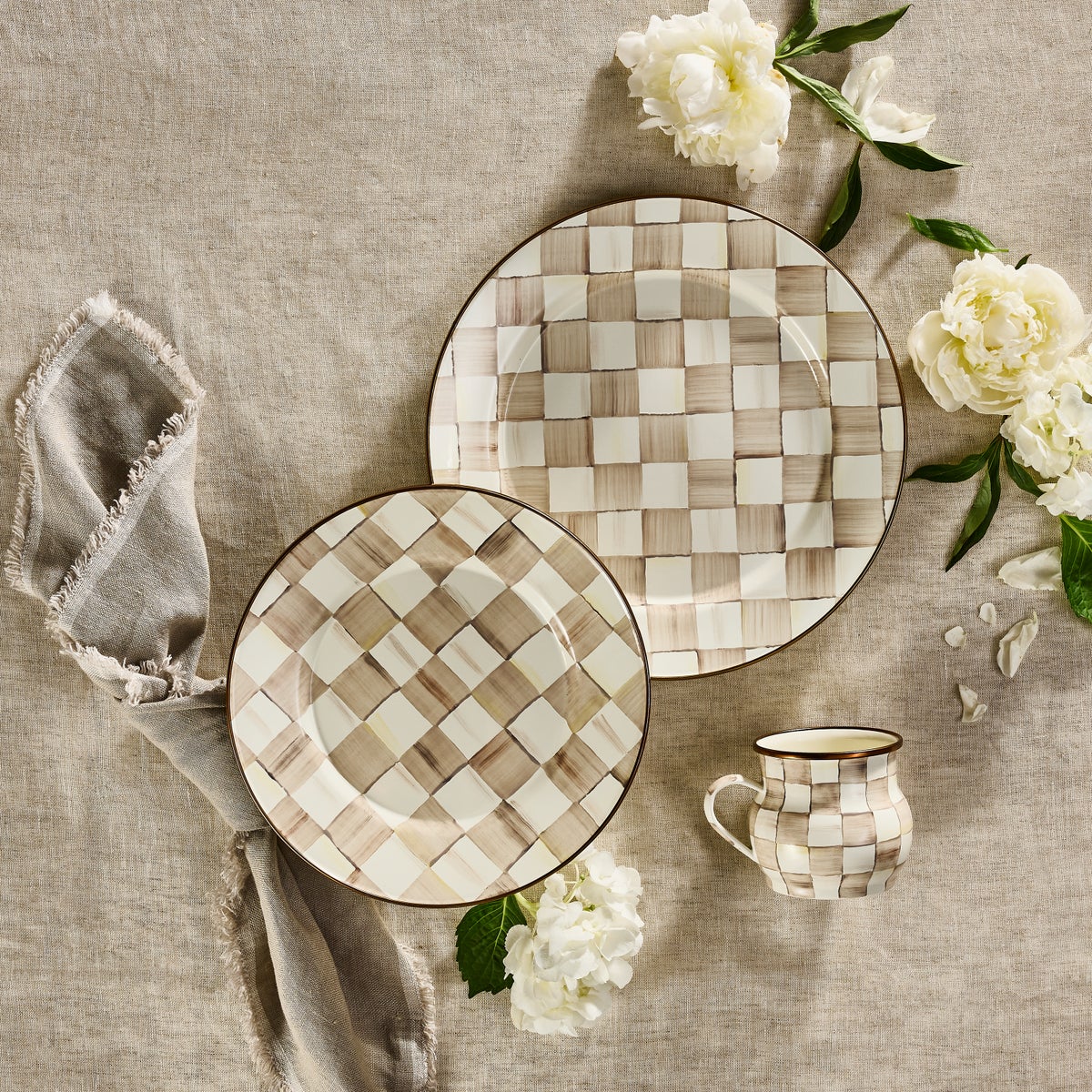 Mocha Check Dinner Plate - Image 2