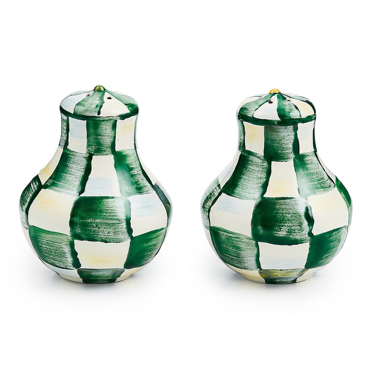 Emerald Check Salt & Pepper Shakers