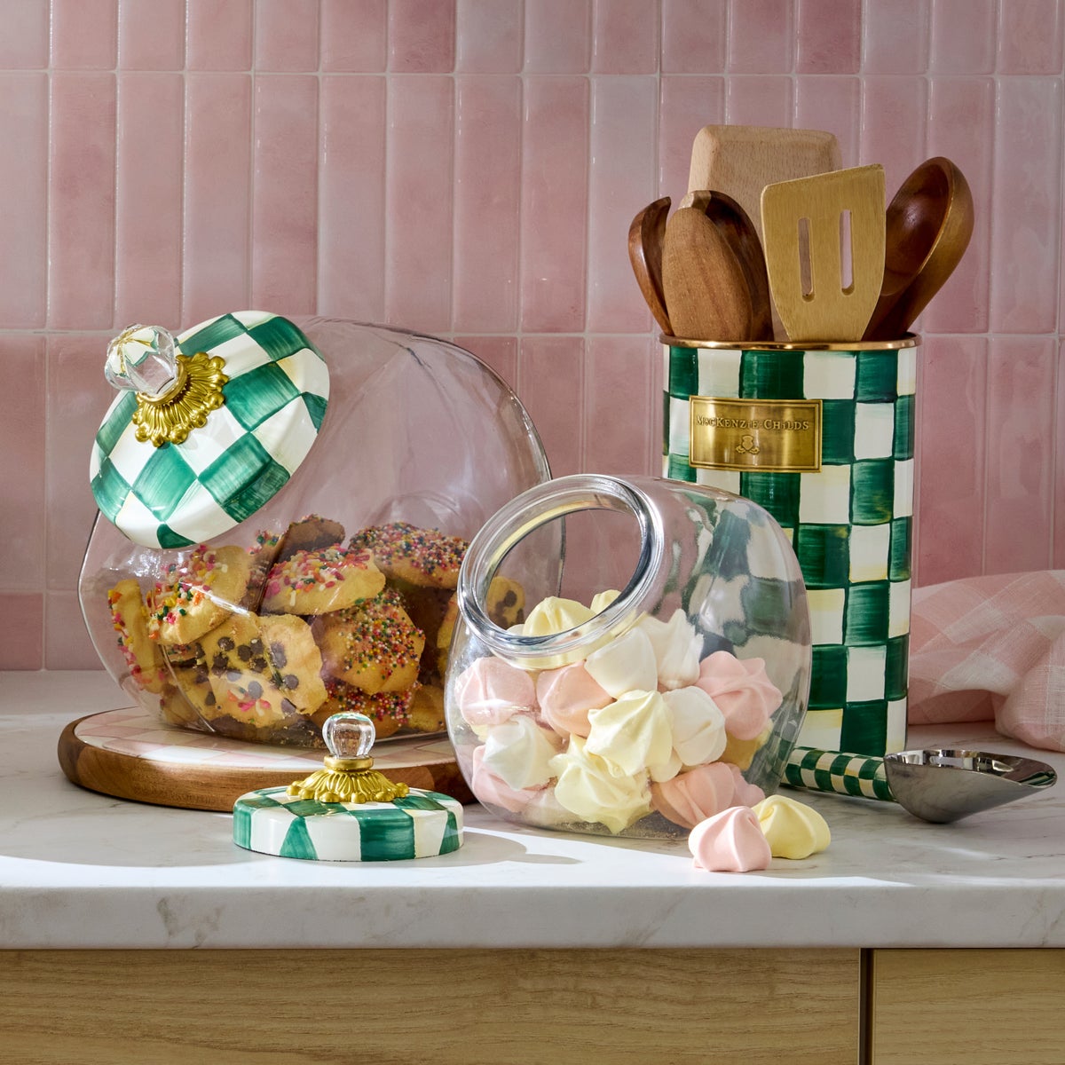 Cookie Jar with Emerald Check Lid - Image 2