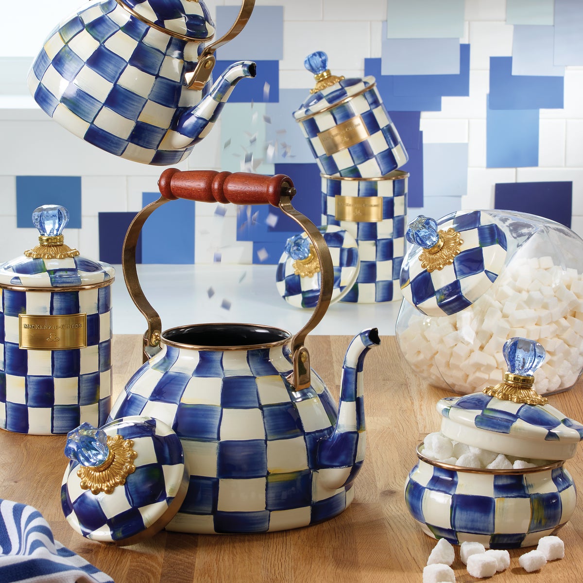 Cookie Jar with Royal Check Lid - Image 2