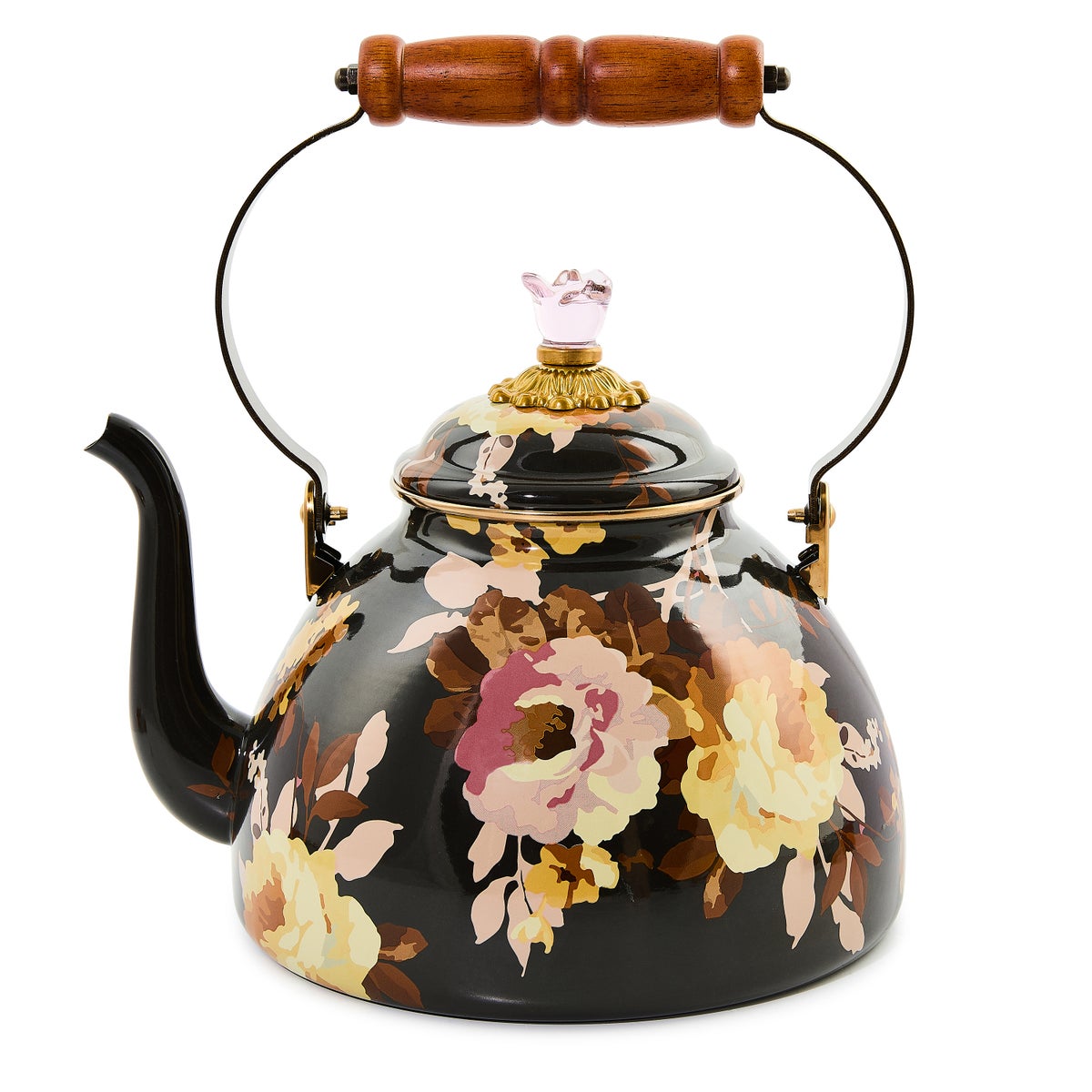Wild Rose Brown 3 Quart Tea Kettle