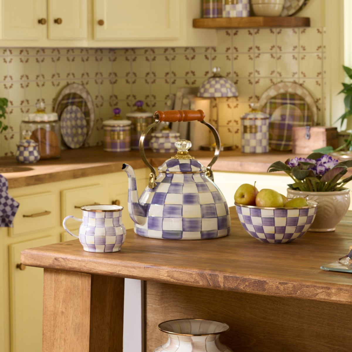 Violet Check 3 Quart Tea Kettle - Image 4
