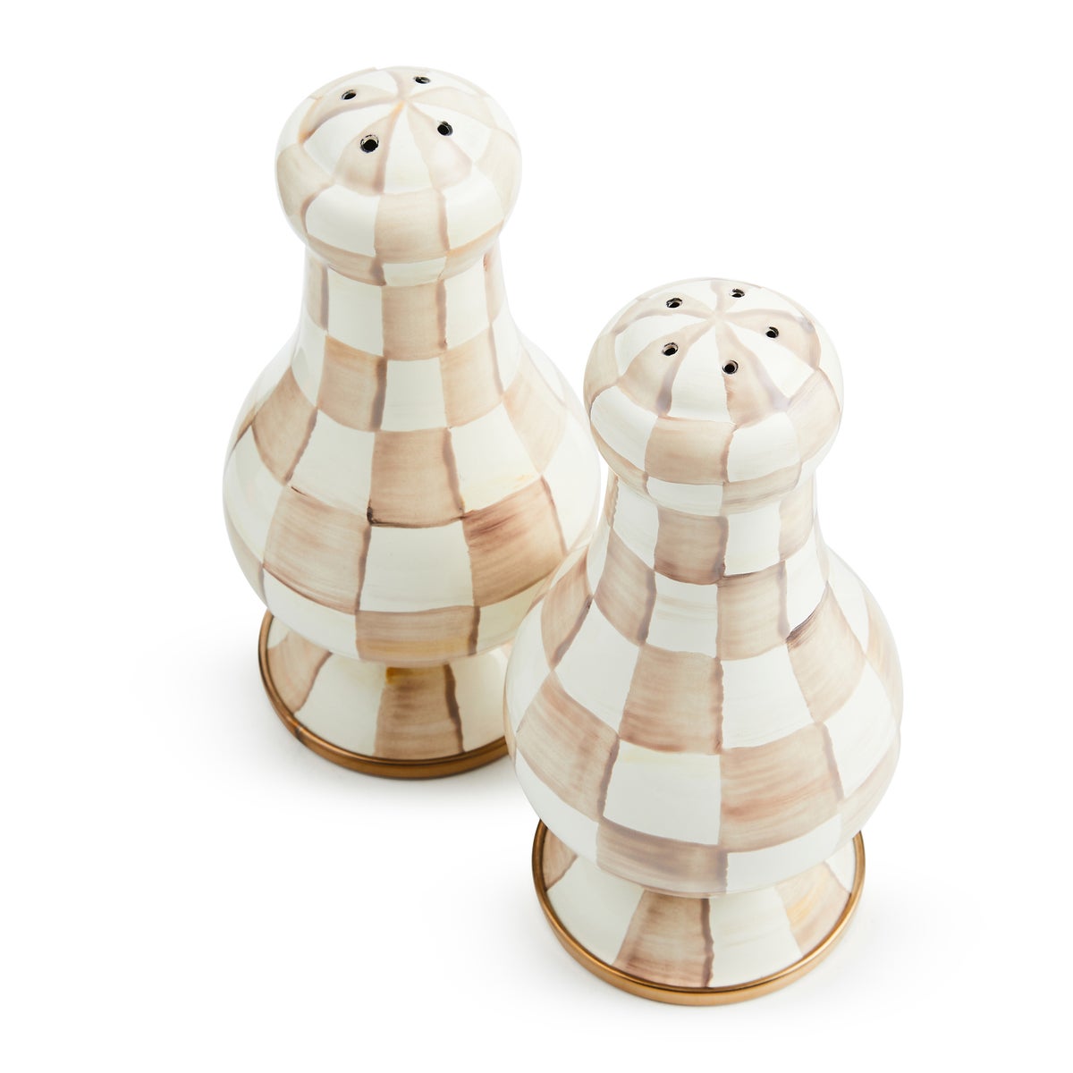 Mocha Check Large Salt & Pepper Shakers - Image 3