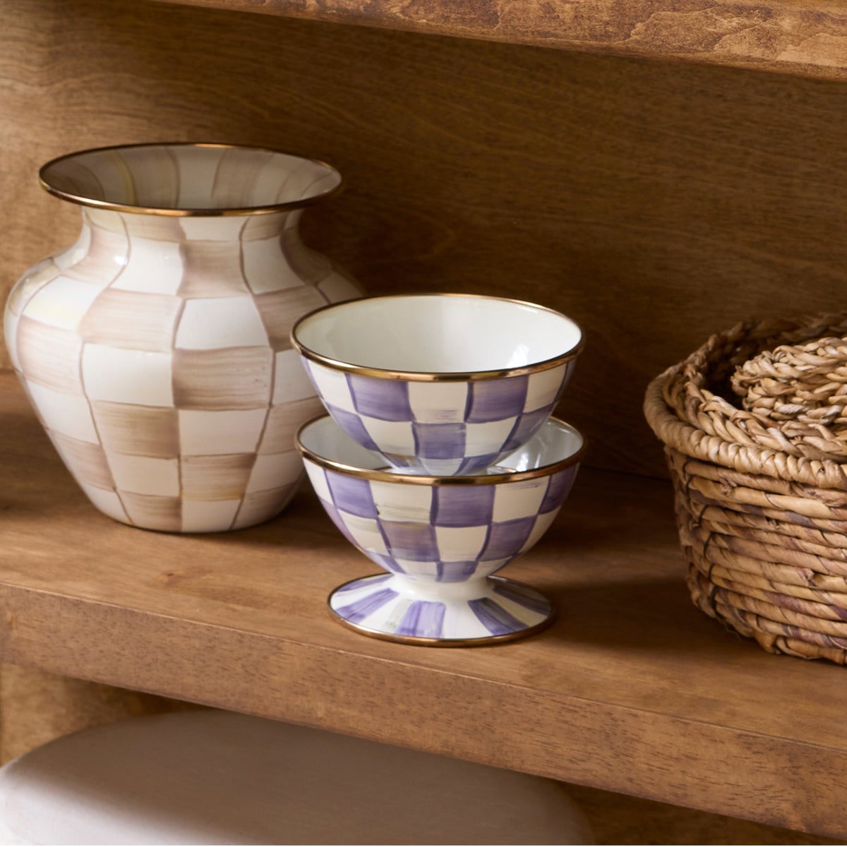 Violet Check Ice Cream Dish - Image 2