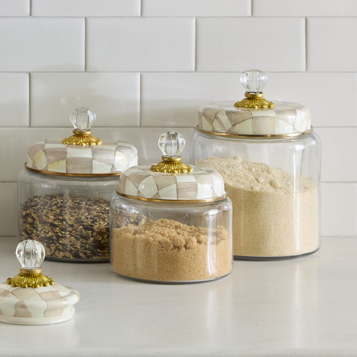 Mocha Check Small Kitchen Canister - Image 2