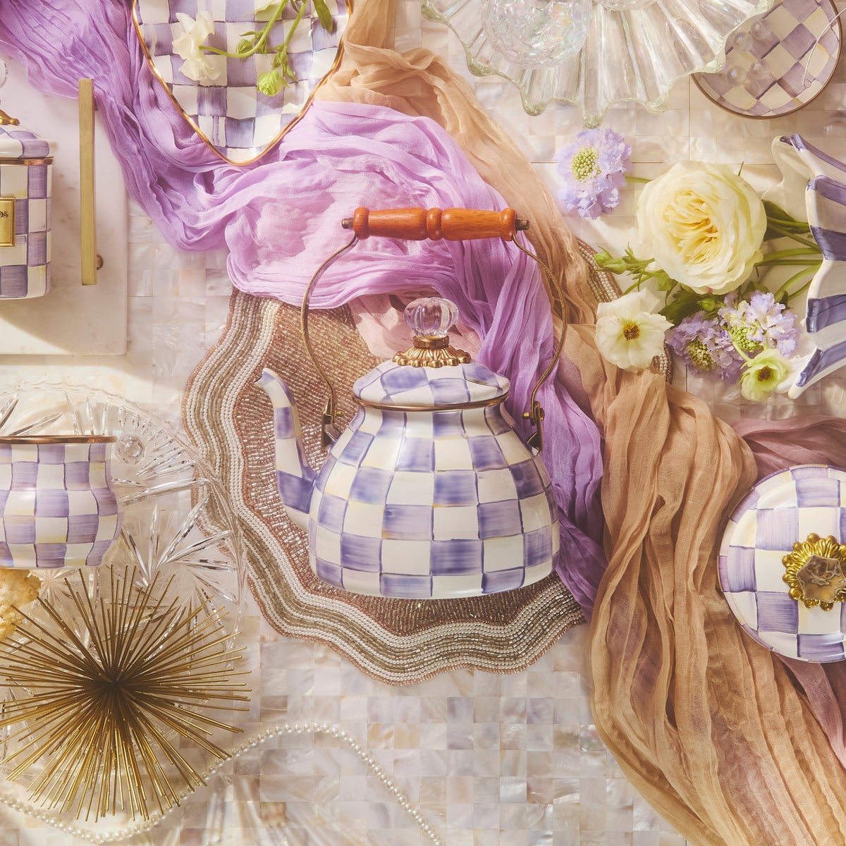 Violet Check 2 Quart Tea Kettle - Image 6