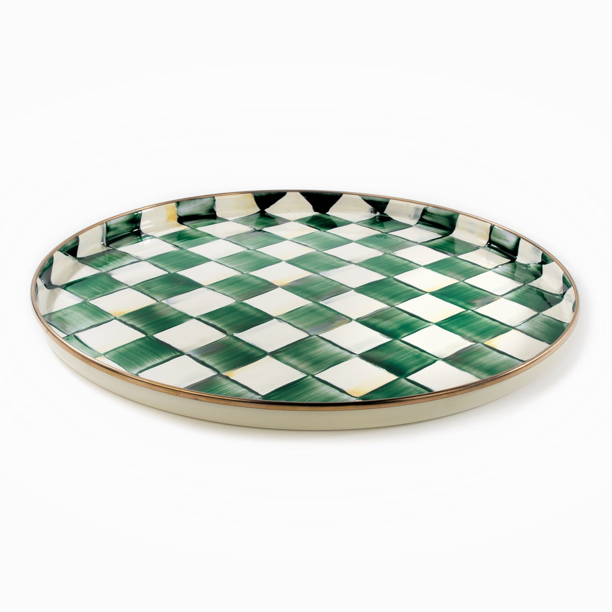 Emerald Check Round Tray