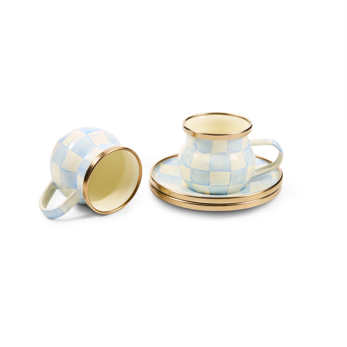 Sky Check Espresso Cup & Saucer Set - Image 3