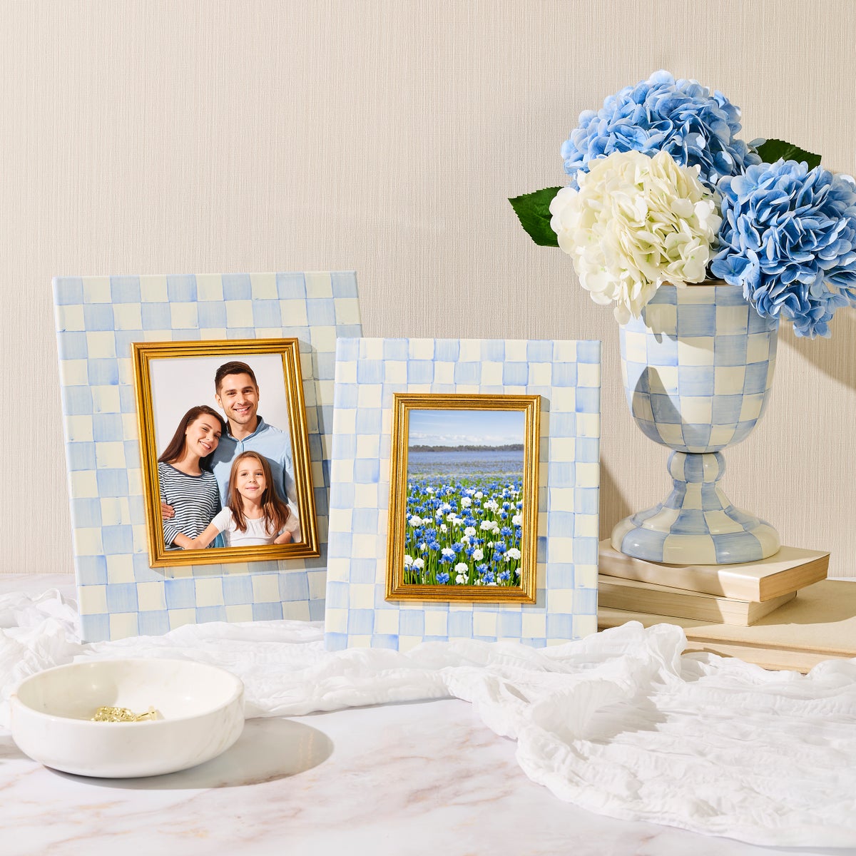 Sky Check Pedestal Vase - Image 2
