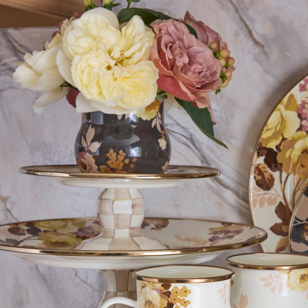Wild Rose White Small Pedestal Platter - Image 2