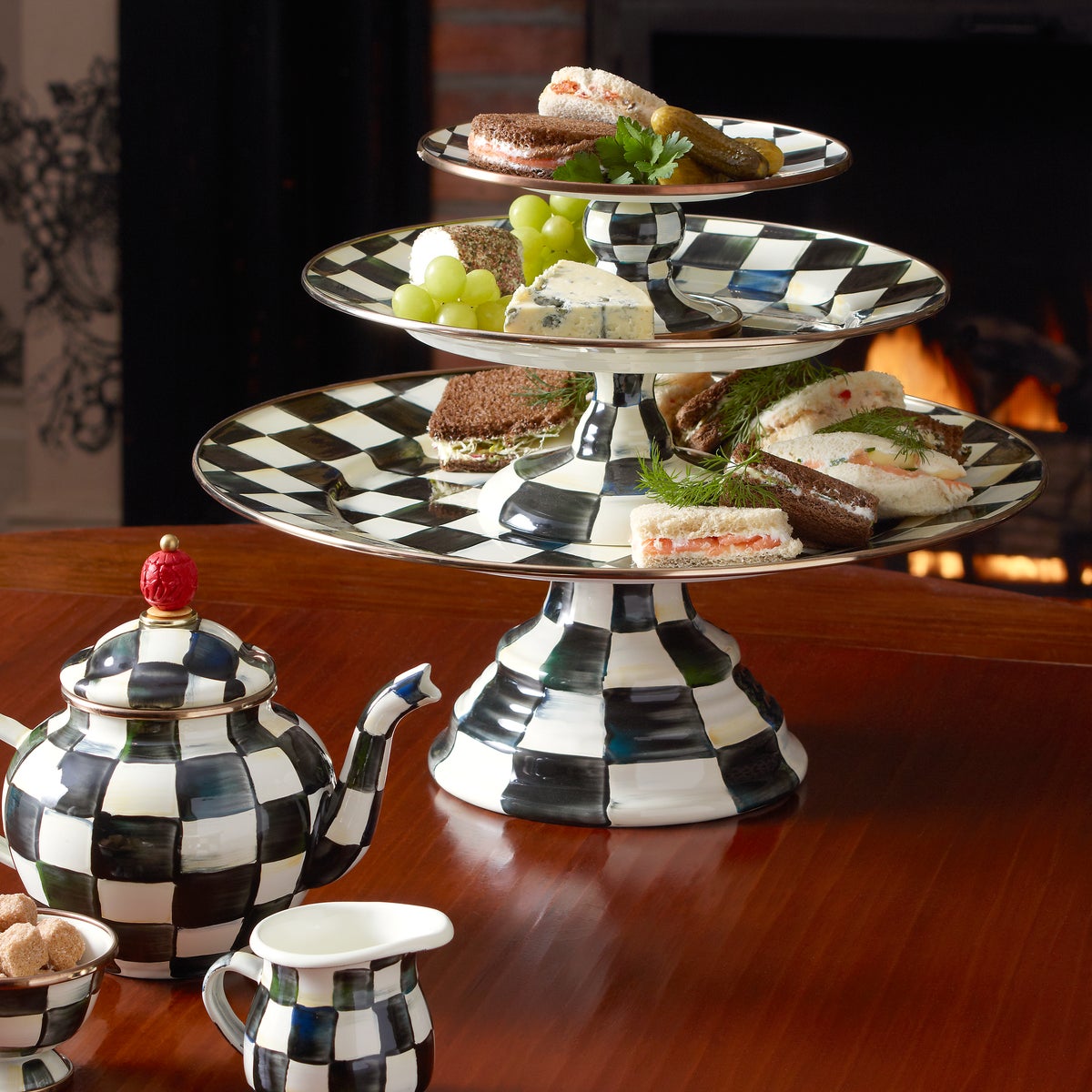 Courtly Check Small Pedestal Platter - Image 6