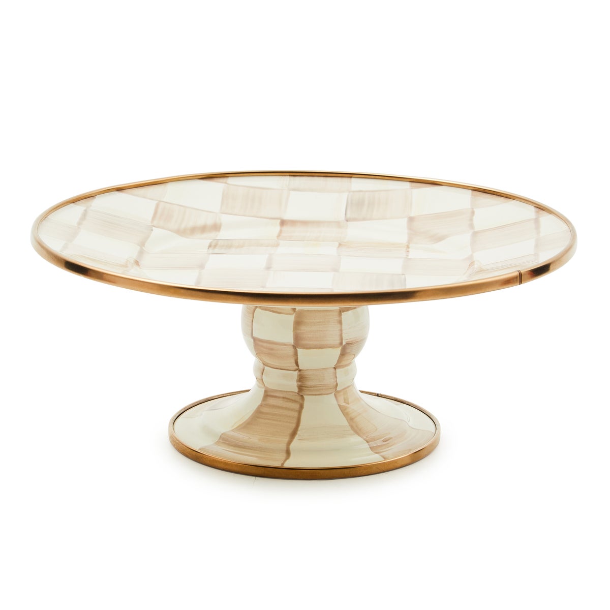 Mocha Check Mini Pedestal Platter