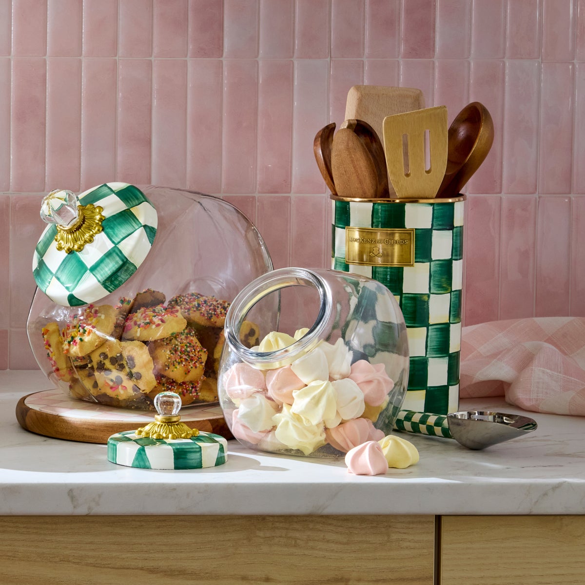Emerald Check Utensil Holder - Image 3