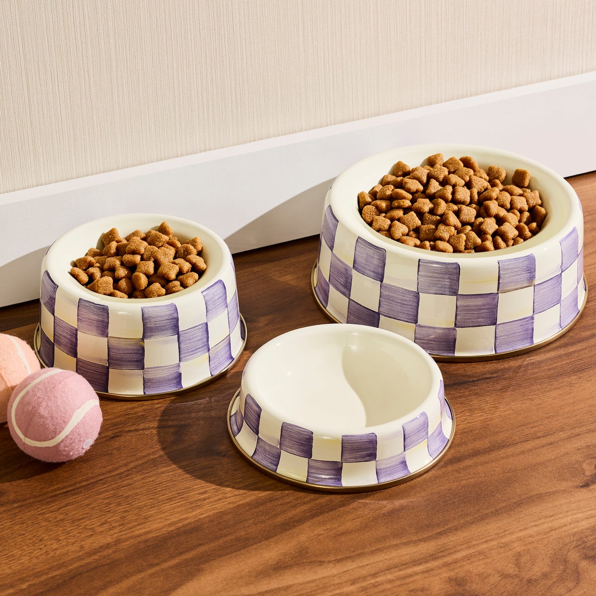 Violet Check Medium Pet Dish - Image 2