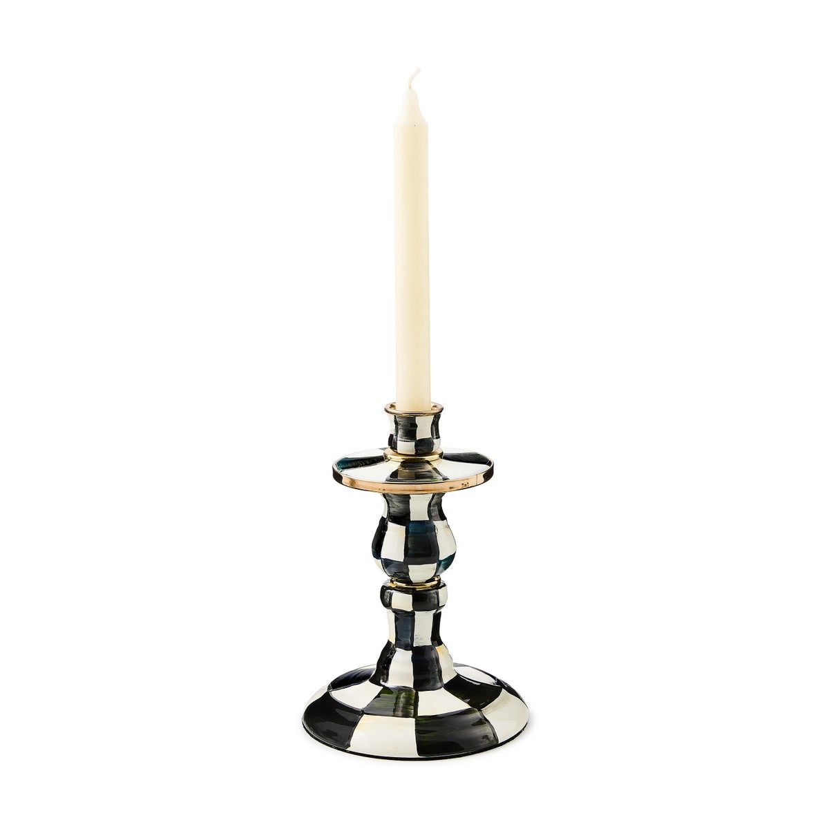 Courtly Check Small Enamel Candlestick - Image 3