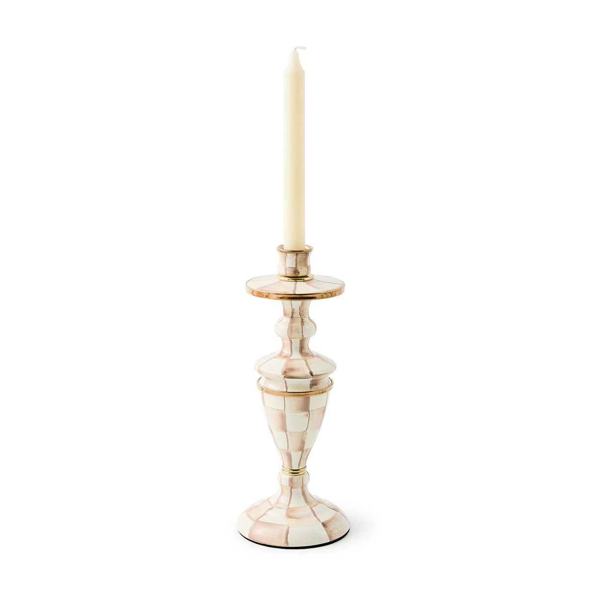 Mocha Check Medium Candlestick - Image 4