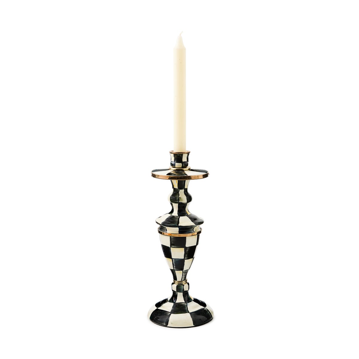 Courtly Check Medium Enamel Candlestick - Image 3