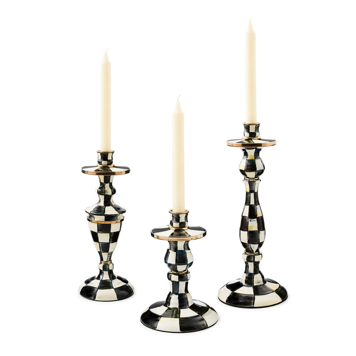 Courtly Check Medium Enamel Candlestick - Image 4