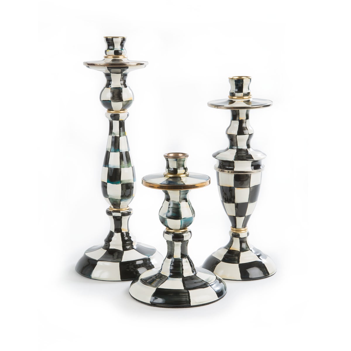 Courtly Check Large Enamel Candlestick - Image 6
