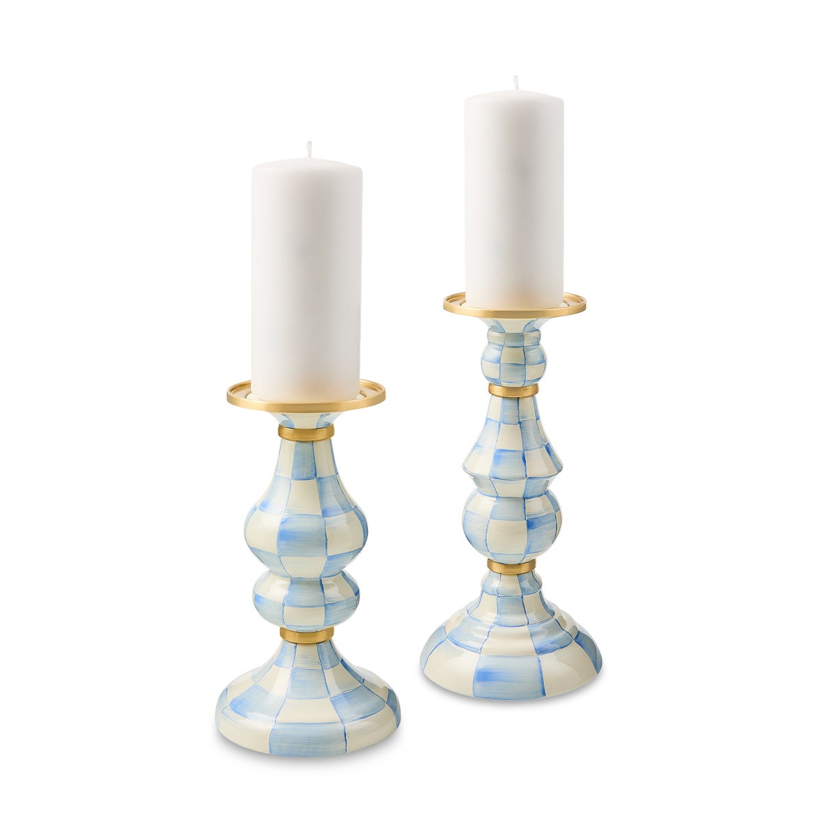Sky Check Large Pillar Candlestick - Image 2