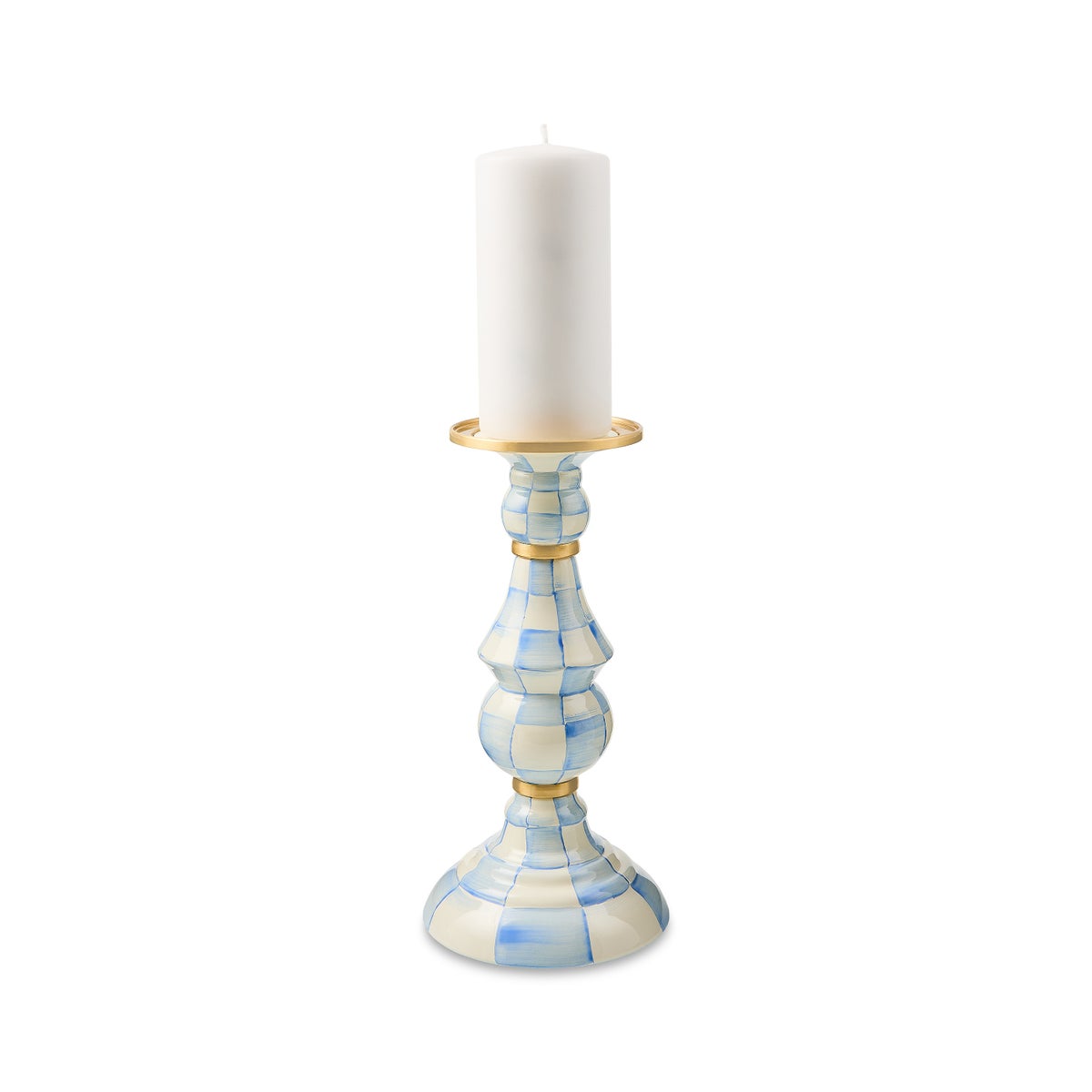 Sky Check Large Pillar Candlestick - Image 3