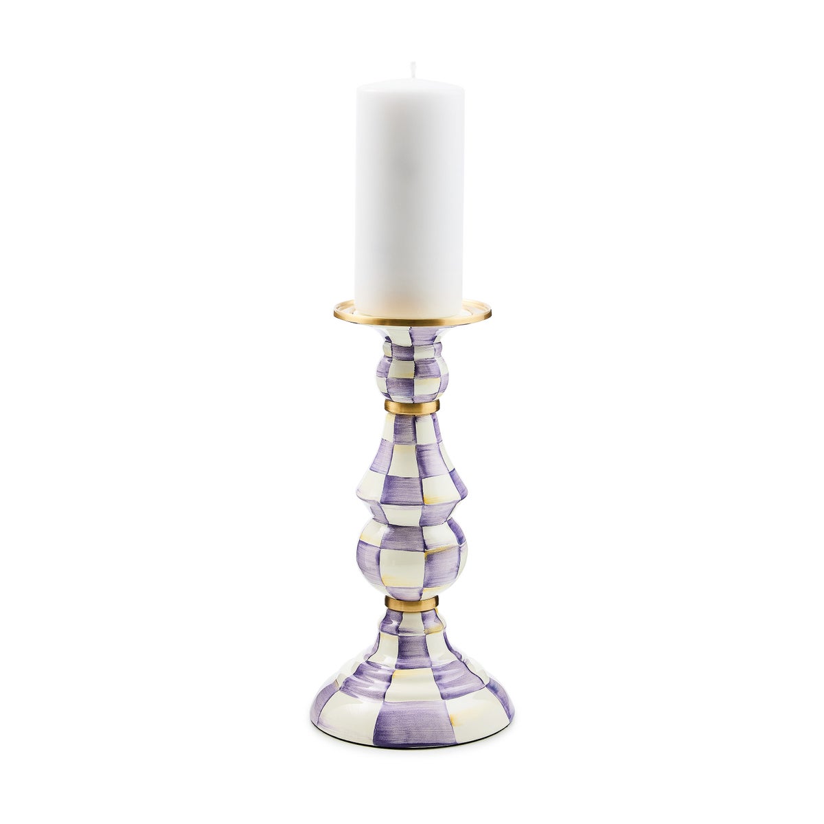 Violet Check Large Pillar Candlestick - Image 3