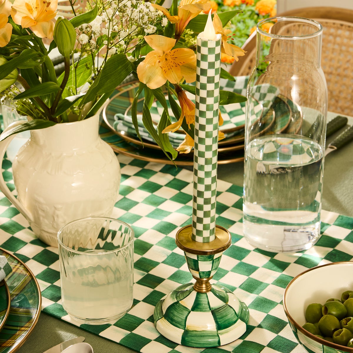 Emerald Check Short Candlestick - Image 2
