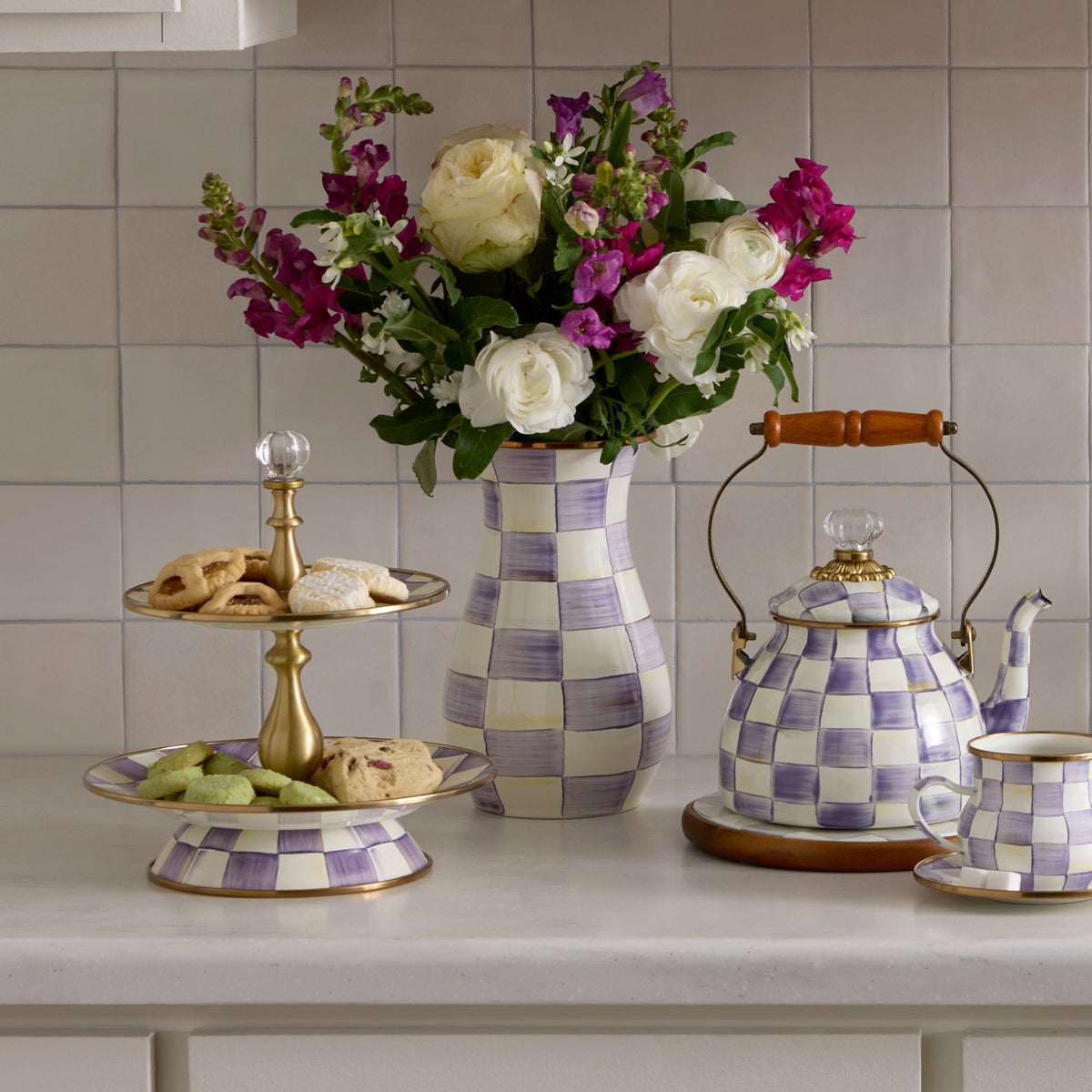 Violet Check Tall Vase - Image 3